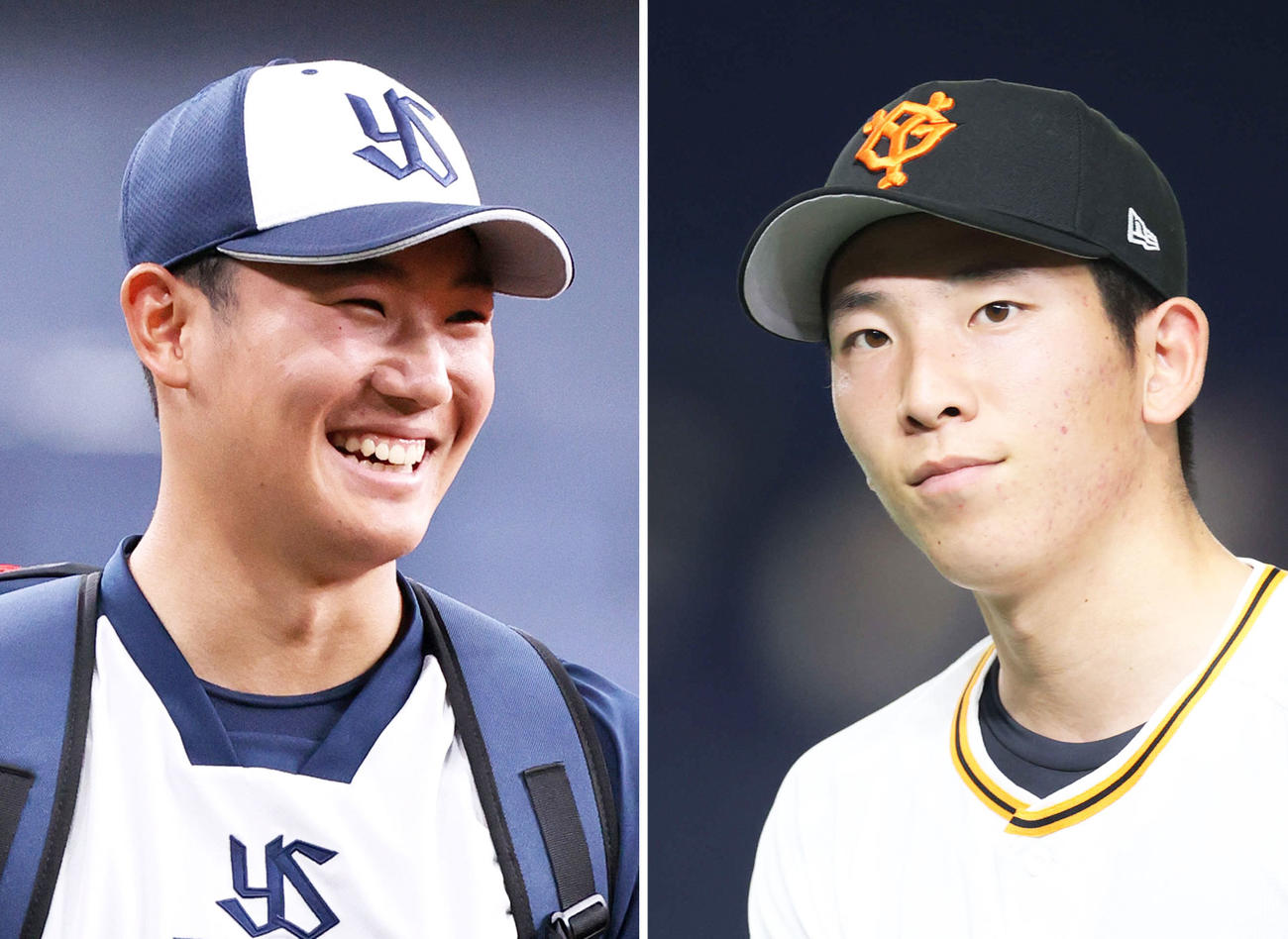 ヤクルト奥川恭伸、巨人戸郷翔征（右）
