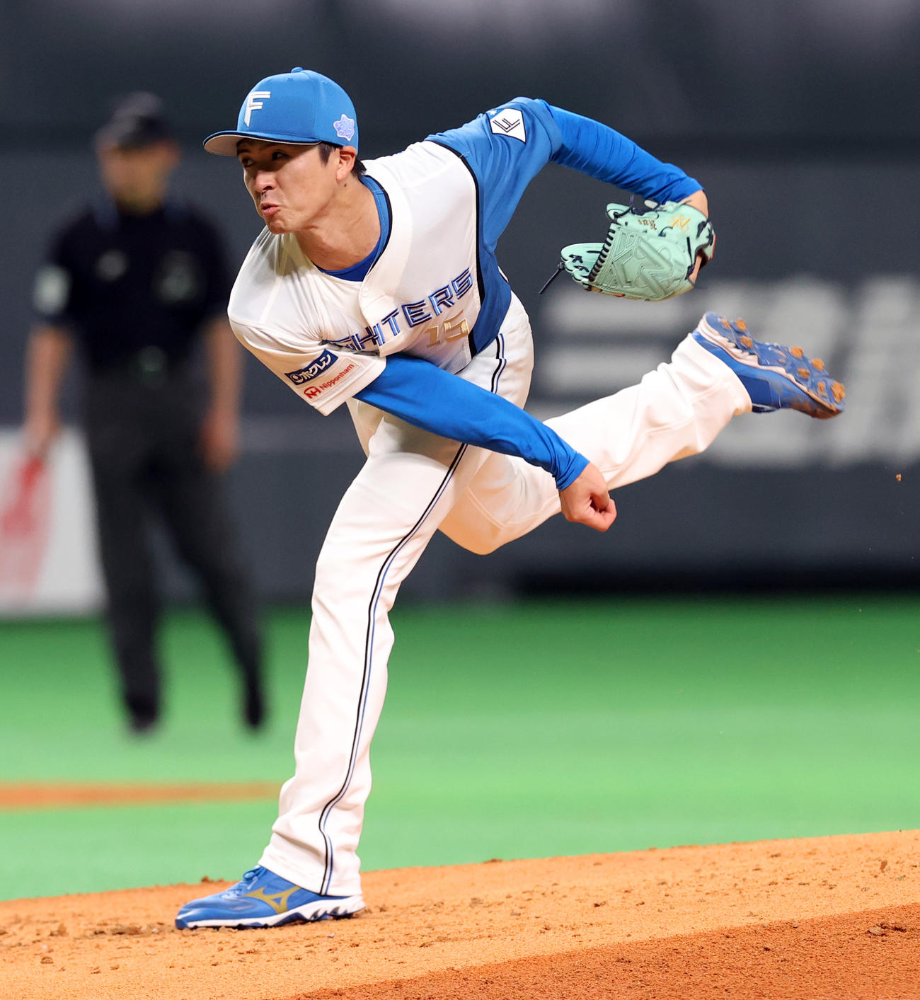日本ハム対西武　日本ハム先発の上沢（撮影・浅見桂子）