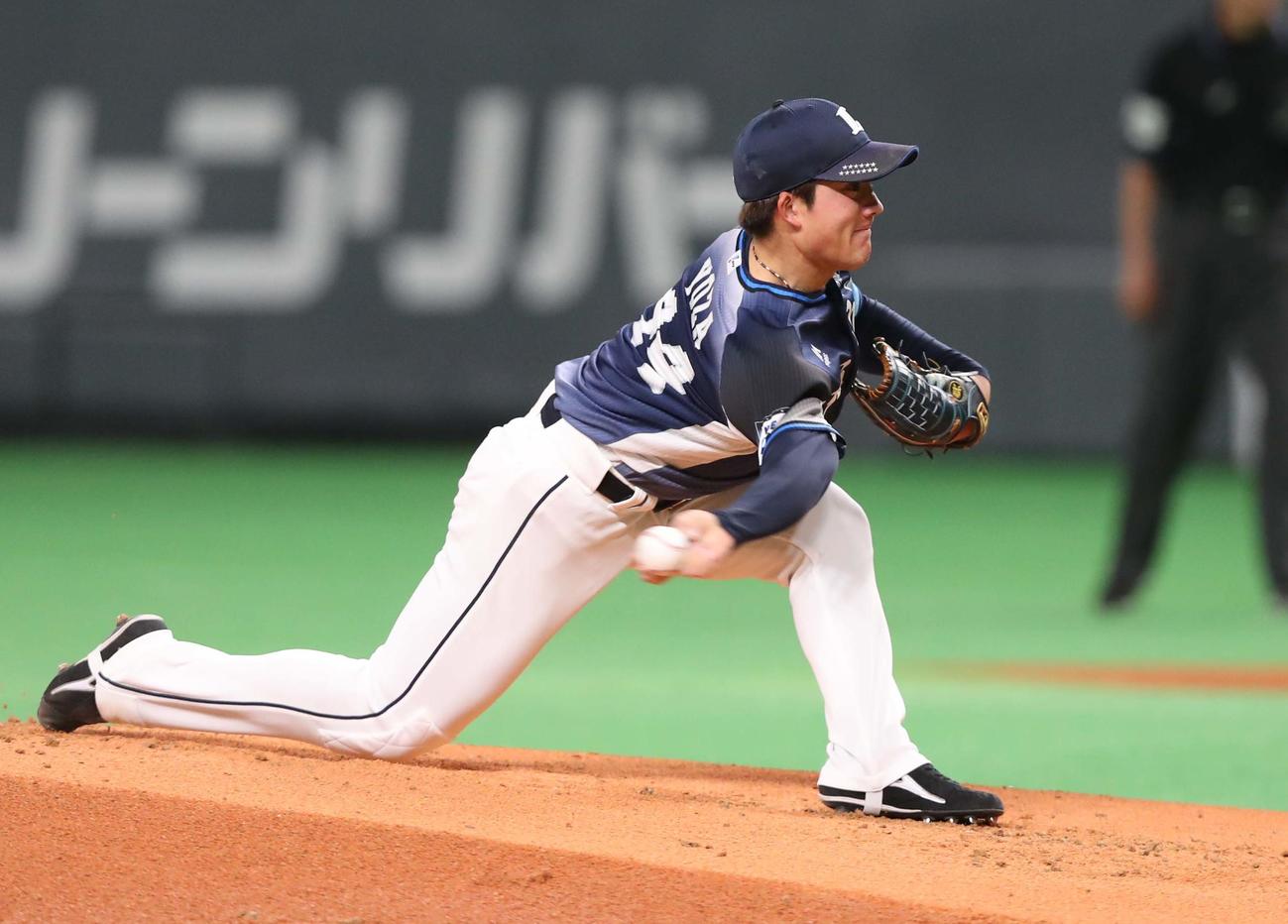 日本ハム対西武　西武先発の与座（撮影・黒川智章）