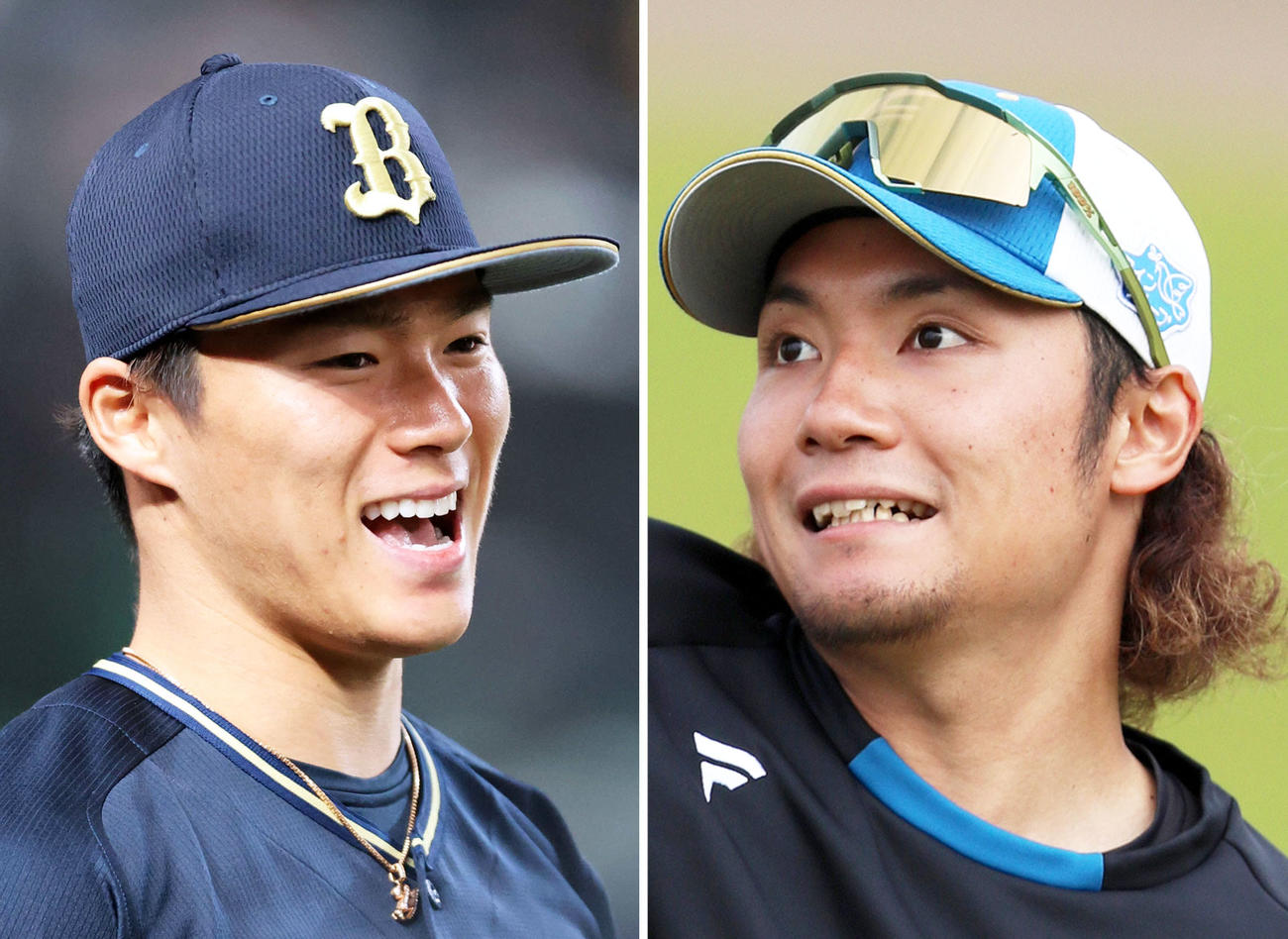 オリックス山本由伸、日本ハム伊藤大海（右）