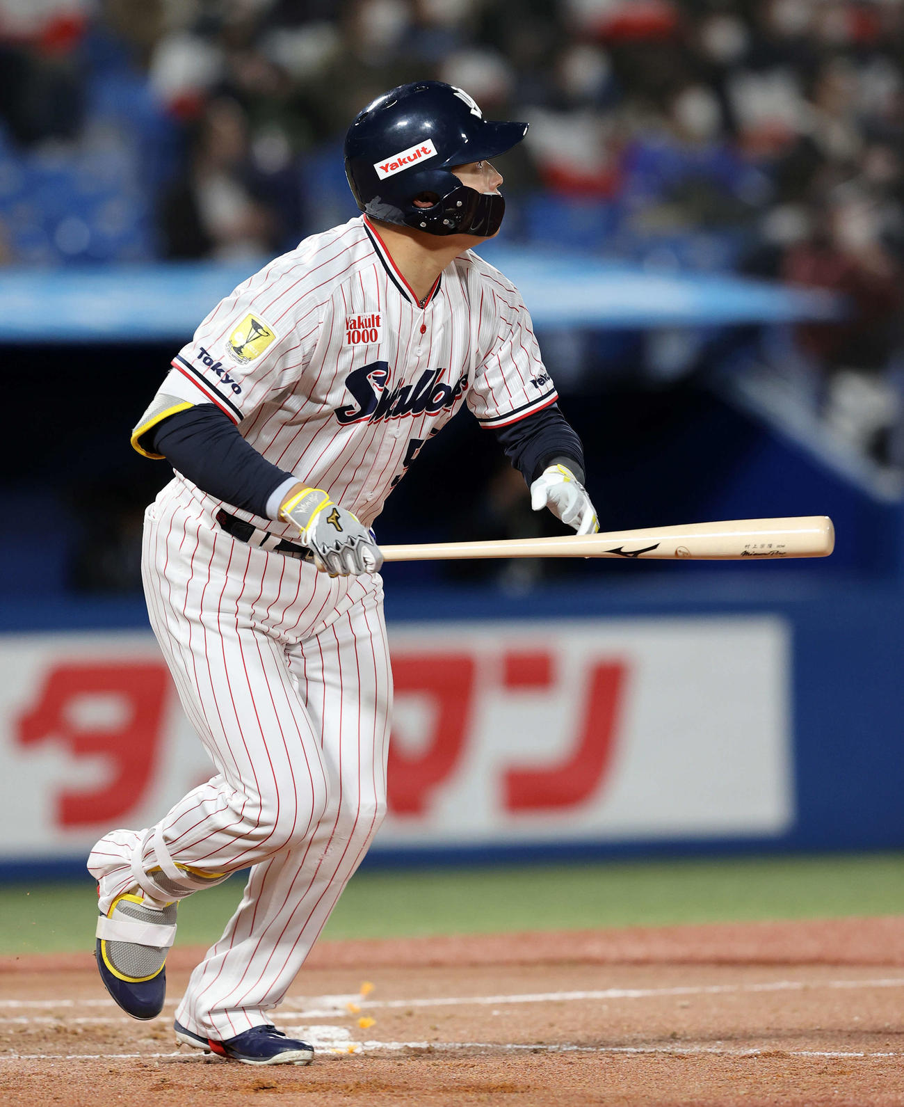 ヤクルト対DeNA 2回裏ヤクルト無死、村上は左中間本塁打を放つ（撮影・鈴木正人）