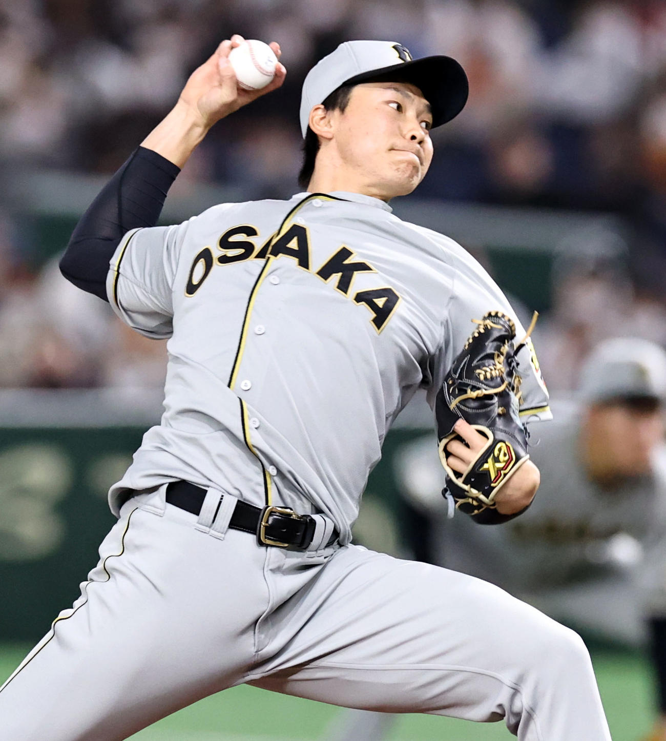 巨人対阪神　8回裏、阪神5番手で登板する湯浅（撮影・加藤哉）