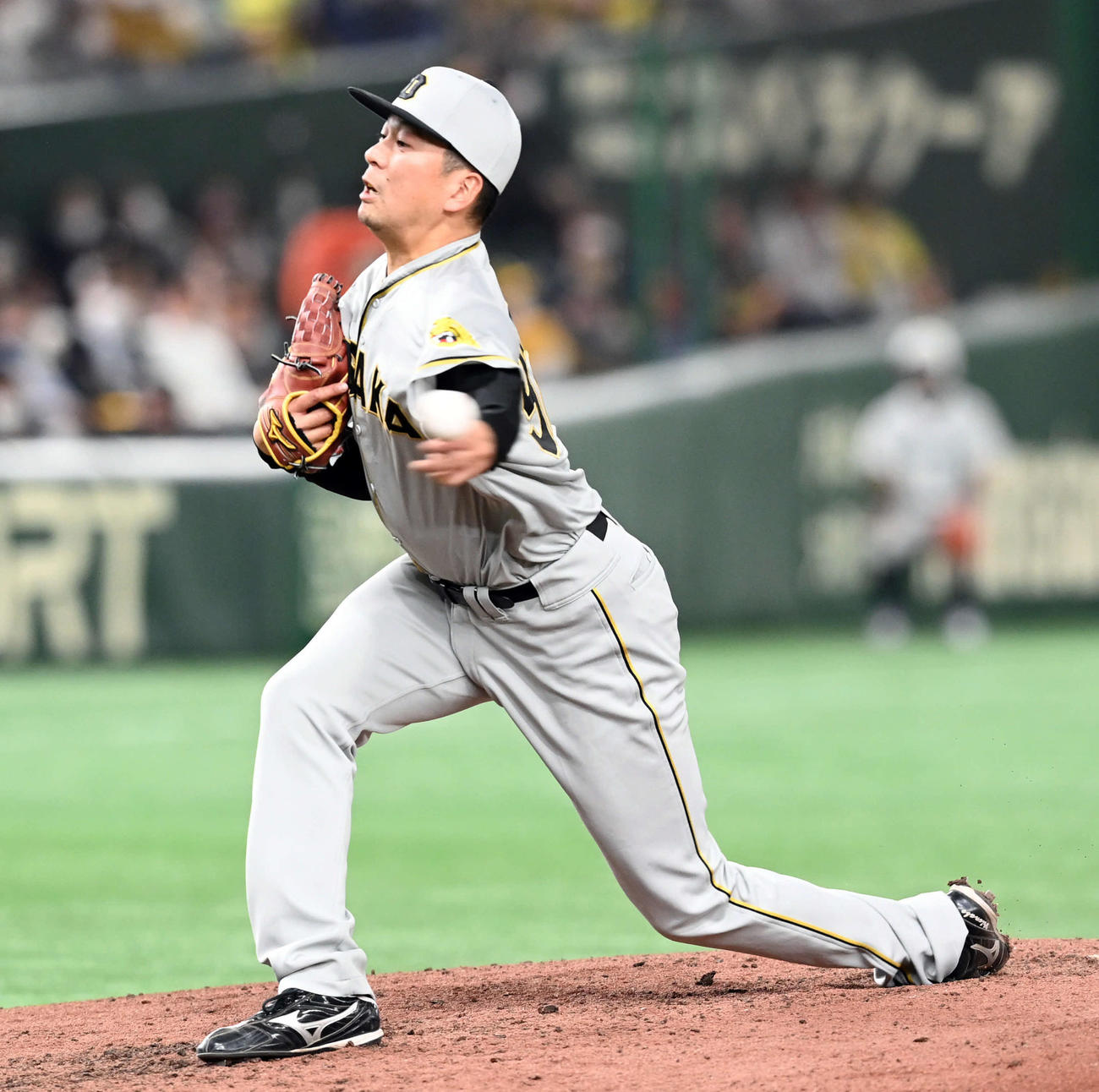 巨人対阪神　6回からマウンドに上がった阪神渡辺（撮影・たえ見朱実）