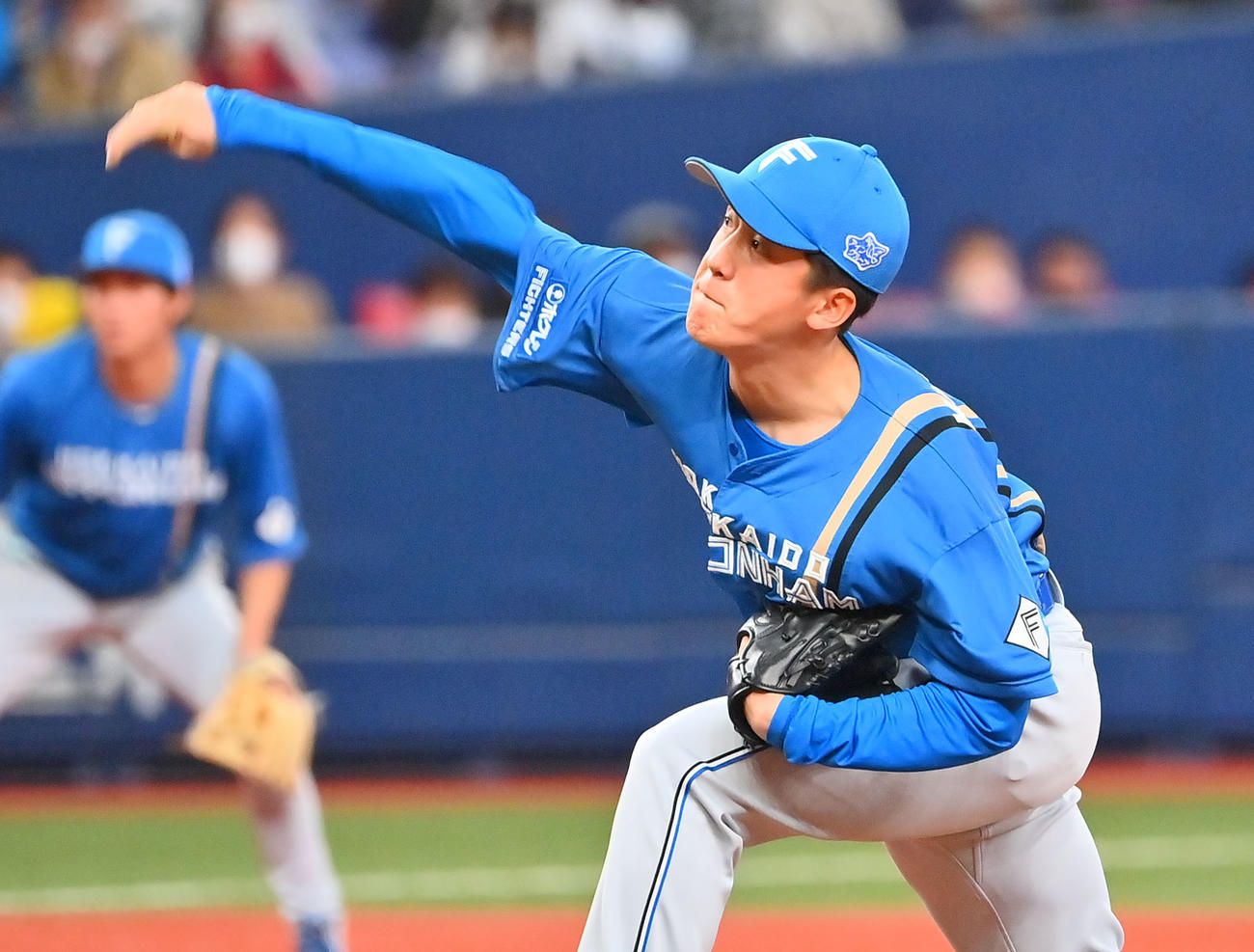 オリックス対日本ハム　7回裏、日本ハム2番手で登板する北山（撮影・和賀正仁）