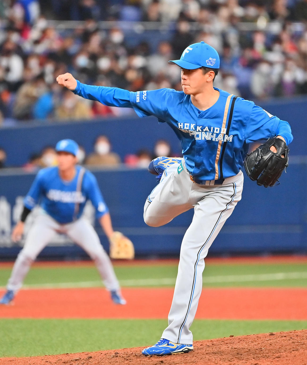 オリックス対日本ハム　7回裏、日本ハム2番手で登板する北山（撮影・和賀正仁）