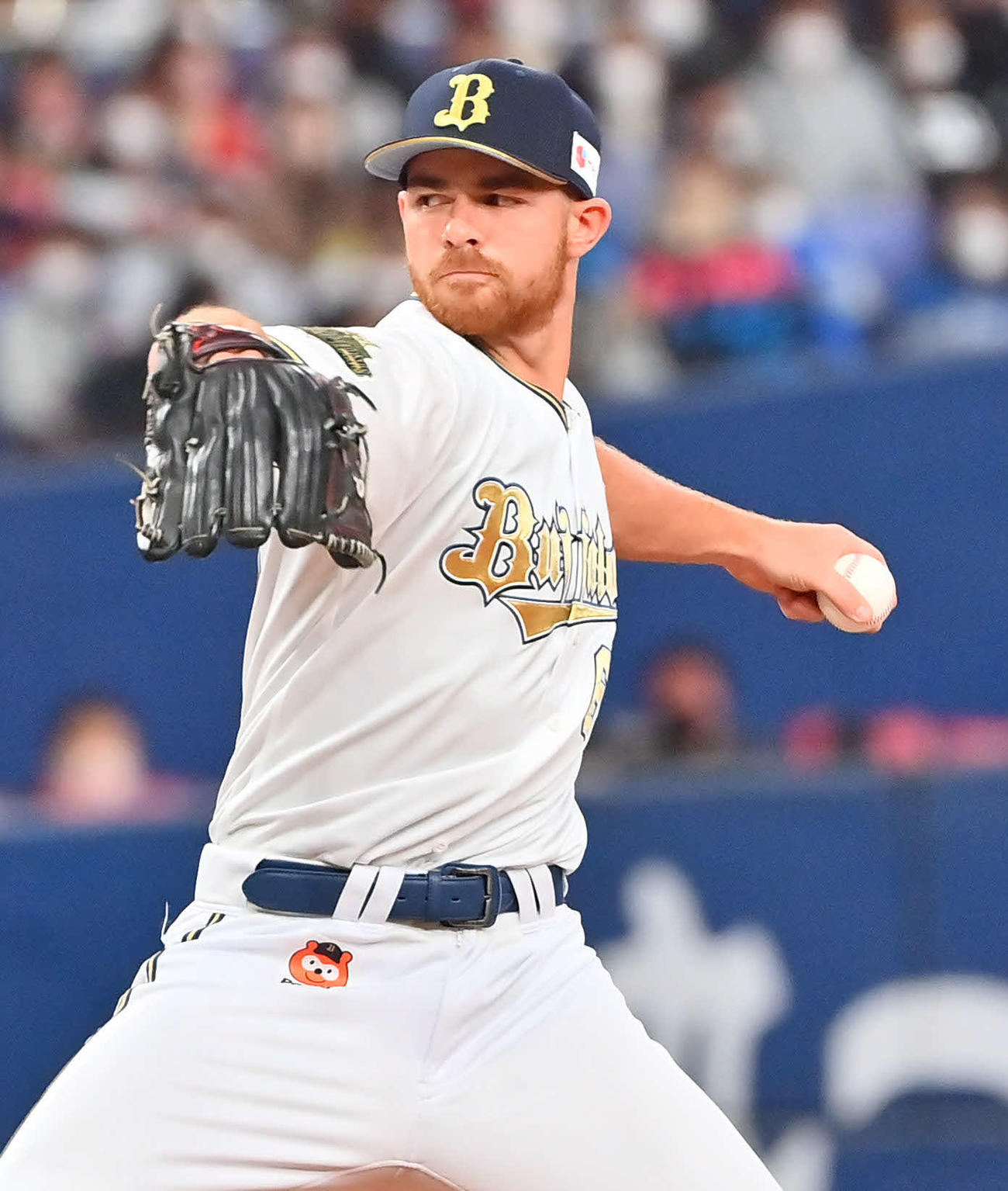 オリックス対日本ハム　8回に登板するオリックスのビドル（撮影・和賀正仁）