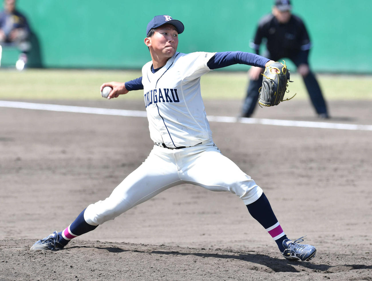 中大対国学院大　6回表より登板した、国学院大2番手の田中千（撮影・岩下翔太）