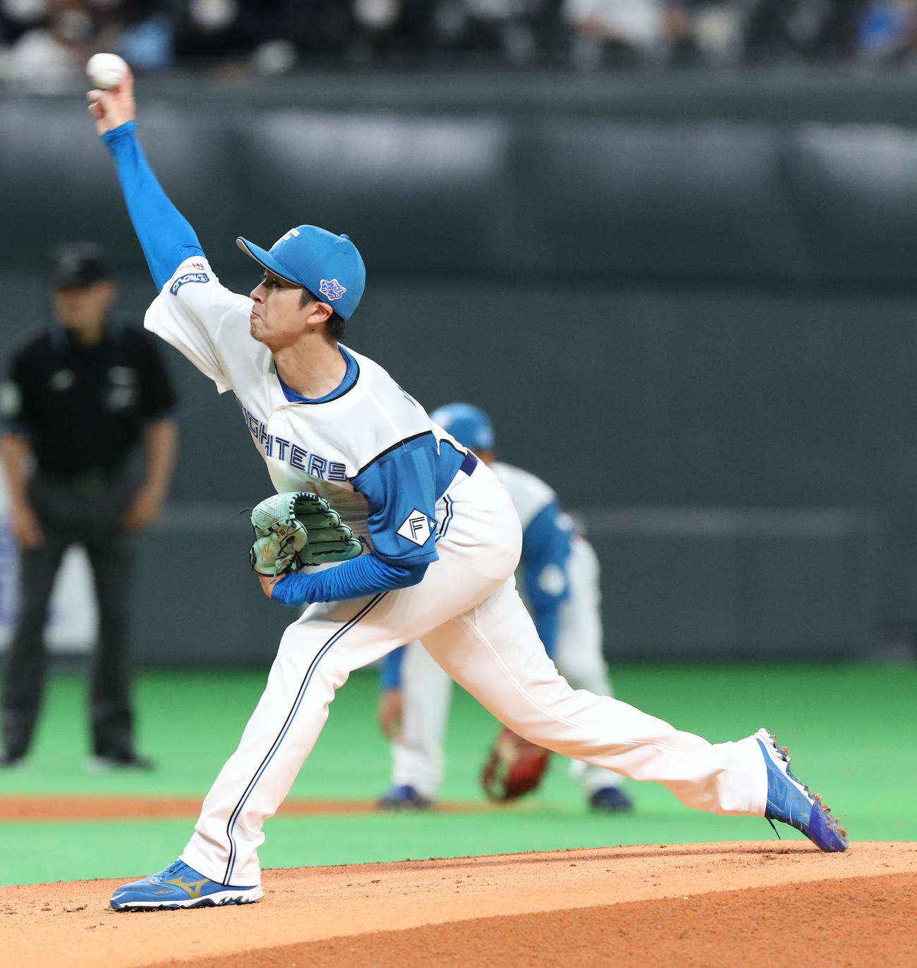 日本ハム対ロッテ　日本ハム先発の上沢（撮影・佐藤翔太）