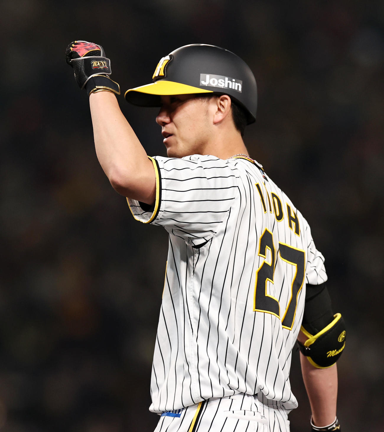 阪神対DeNA 5回裏阪神2死一、二塁、伊藤将は左前適時打を放つ（撮影・加藤哉）