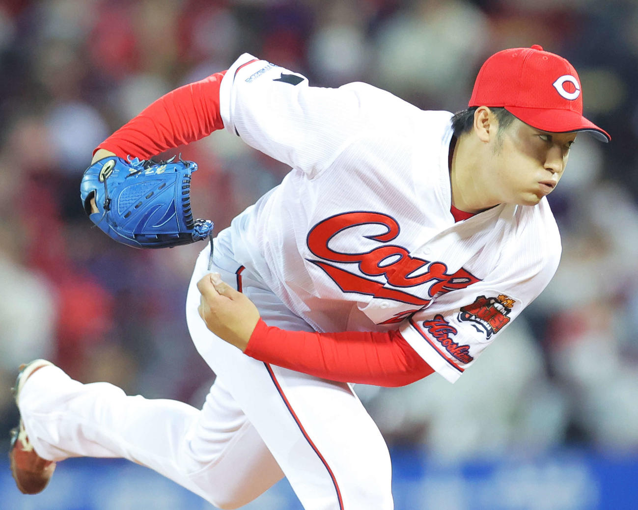 広島対巨人　6回表、力投する床田（撮影・河田真司）