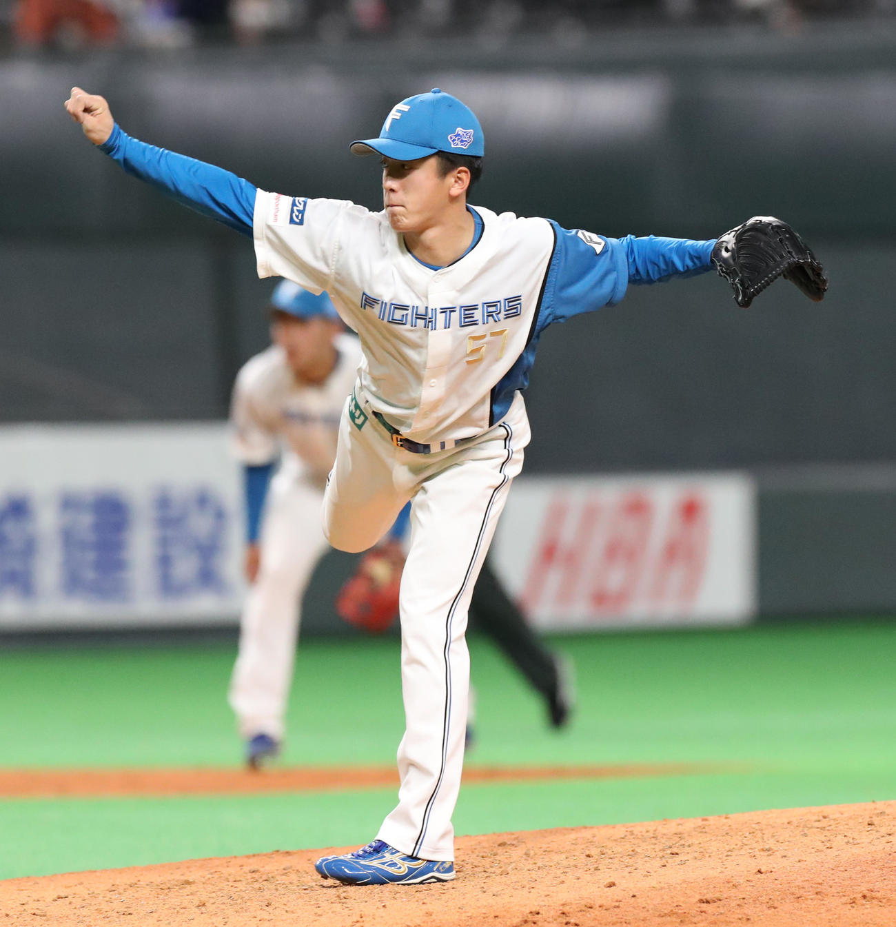 日本ハム対ロッテ　日本ハム4番手の北山（撮影・佐藤翔太）
