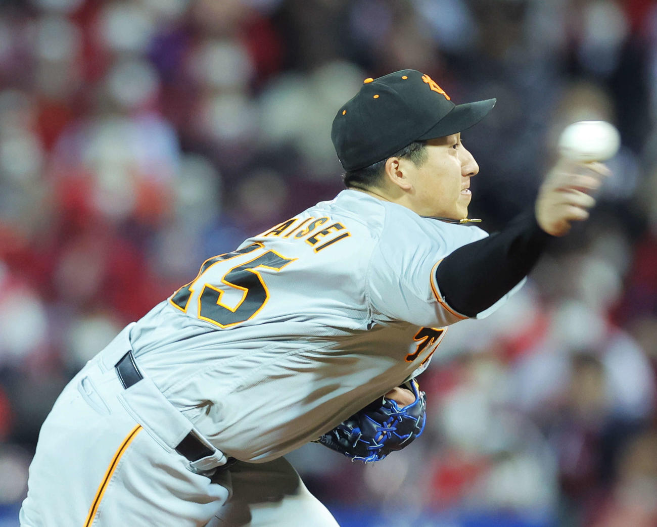 広島対巨人　巨人4番手で登板する大勢（撮影・河田真司）