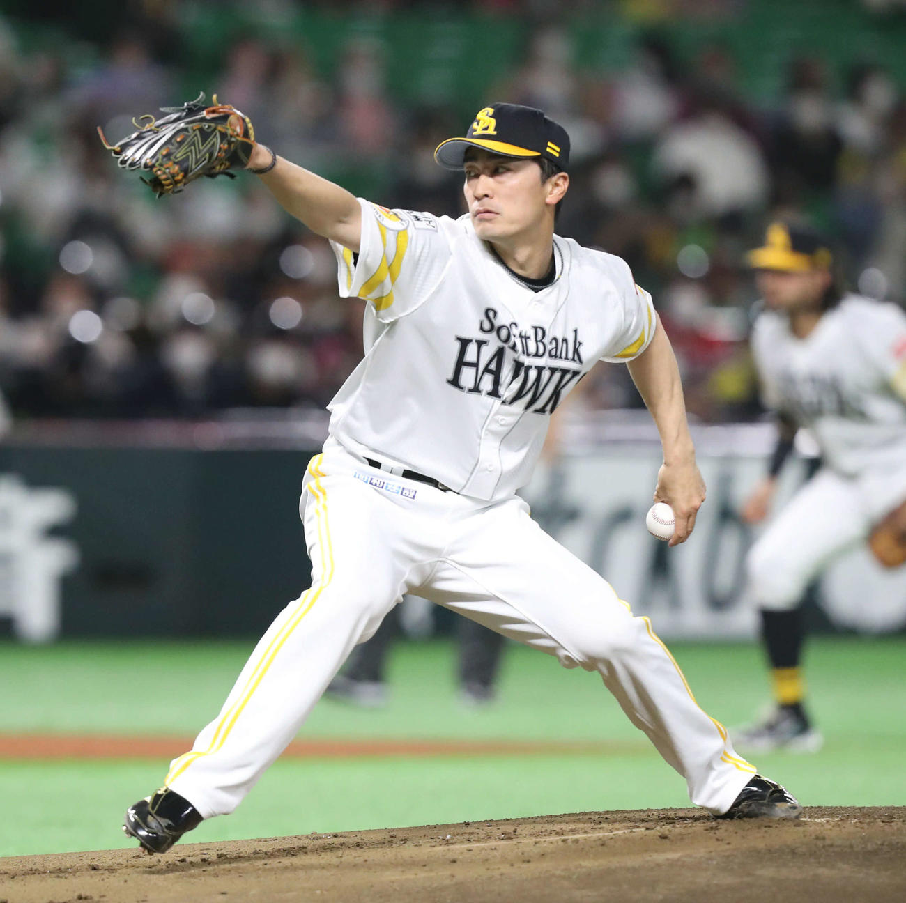 ソフトバンク対オリックス　力投するソフトバンク先発の和田（撮影・屋方直哉）