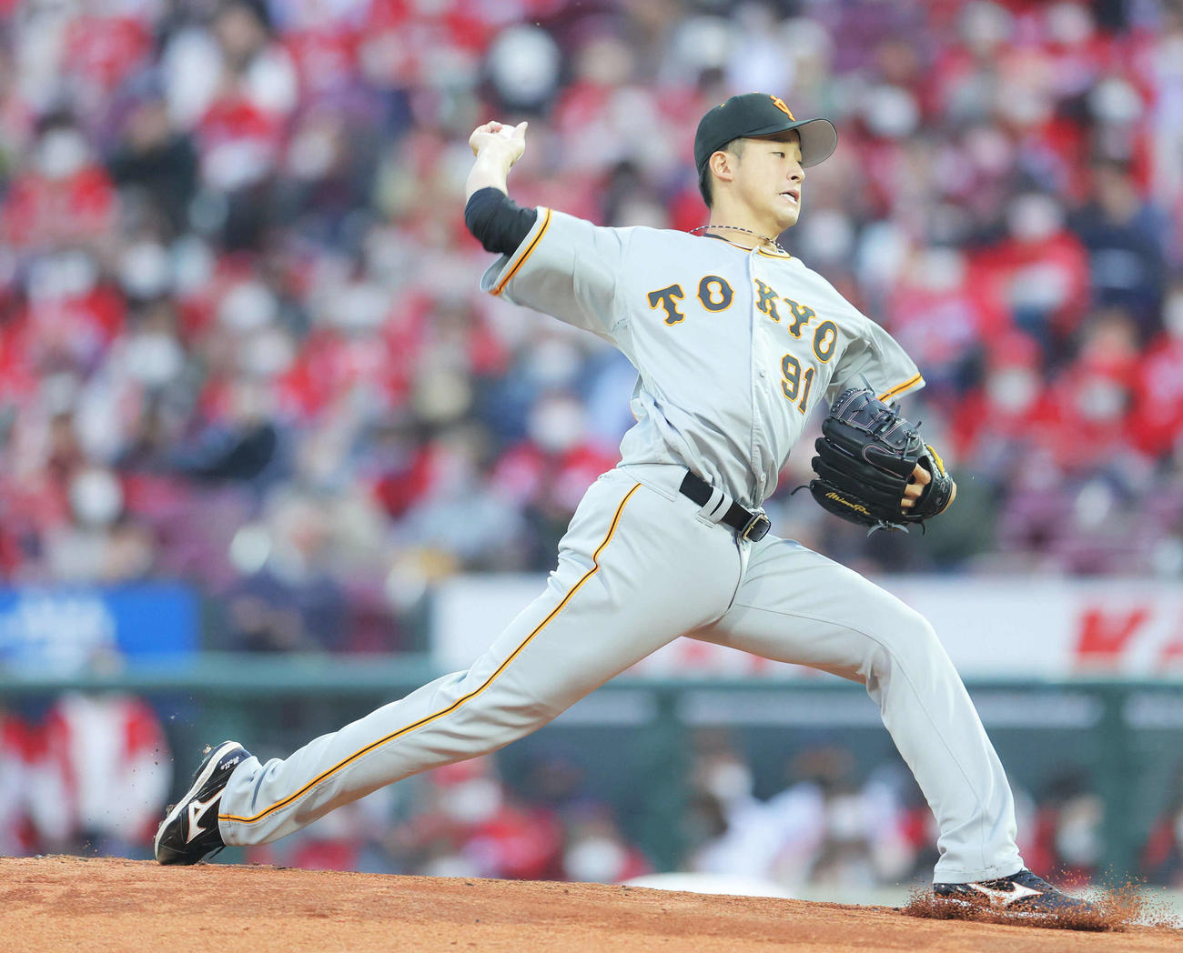広島対巨人　巨人先発の堀田（撮影・河田真司）
