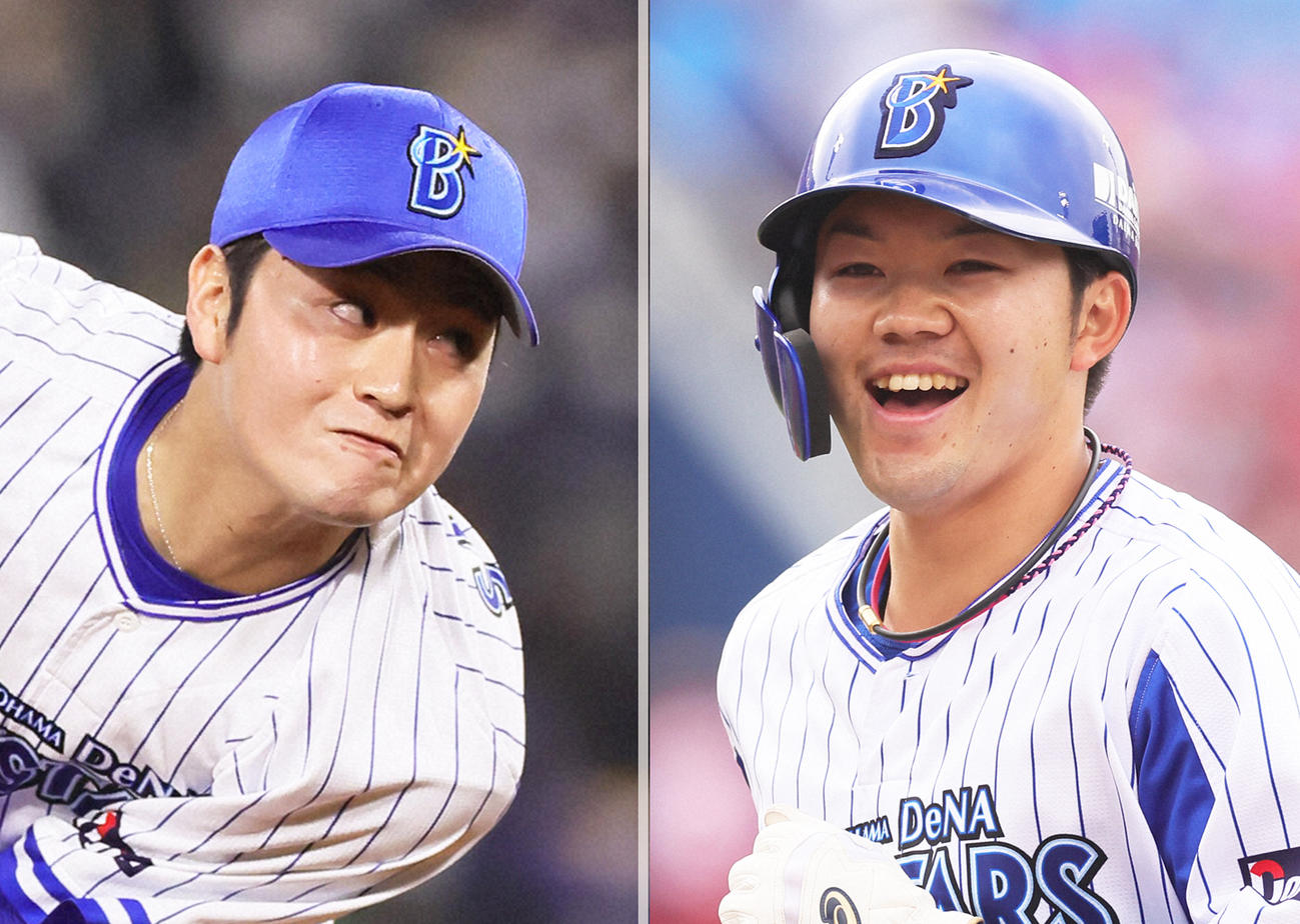 DeNA砂田毅樹（左）と楠本泰史