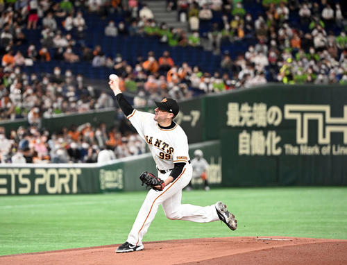 巨人対ヤクルト　来日初先発の巨人シューメーカー（撮影・たえ見朱実）