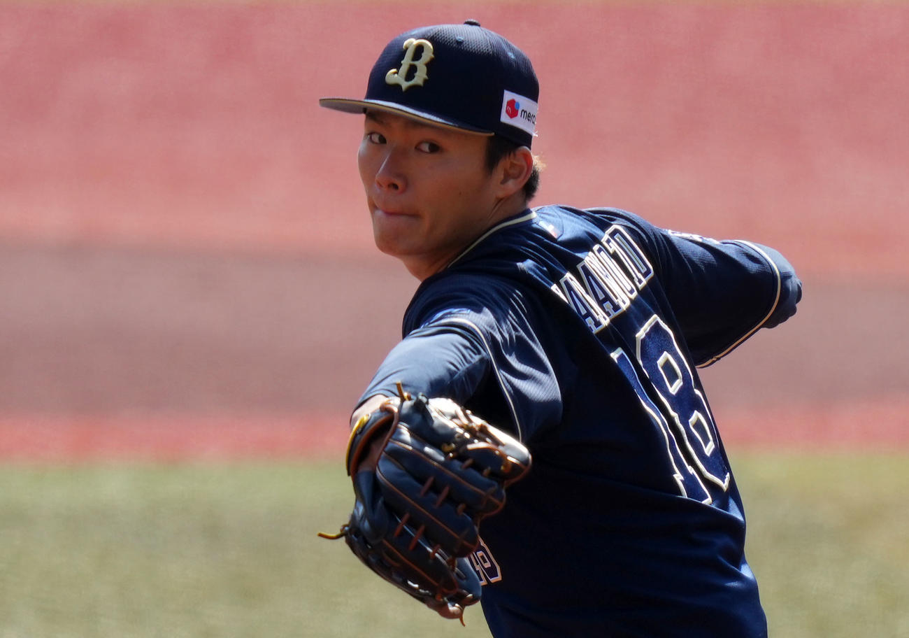 ロッテ対オリックス　力投するオリックス先発の山本（撮影・横山健太）