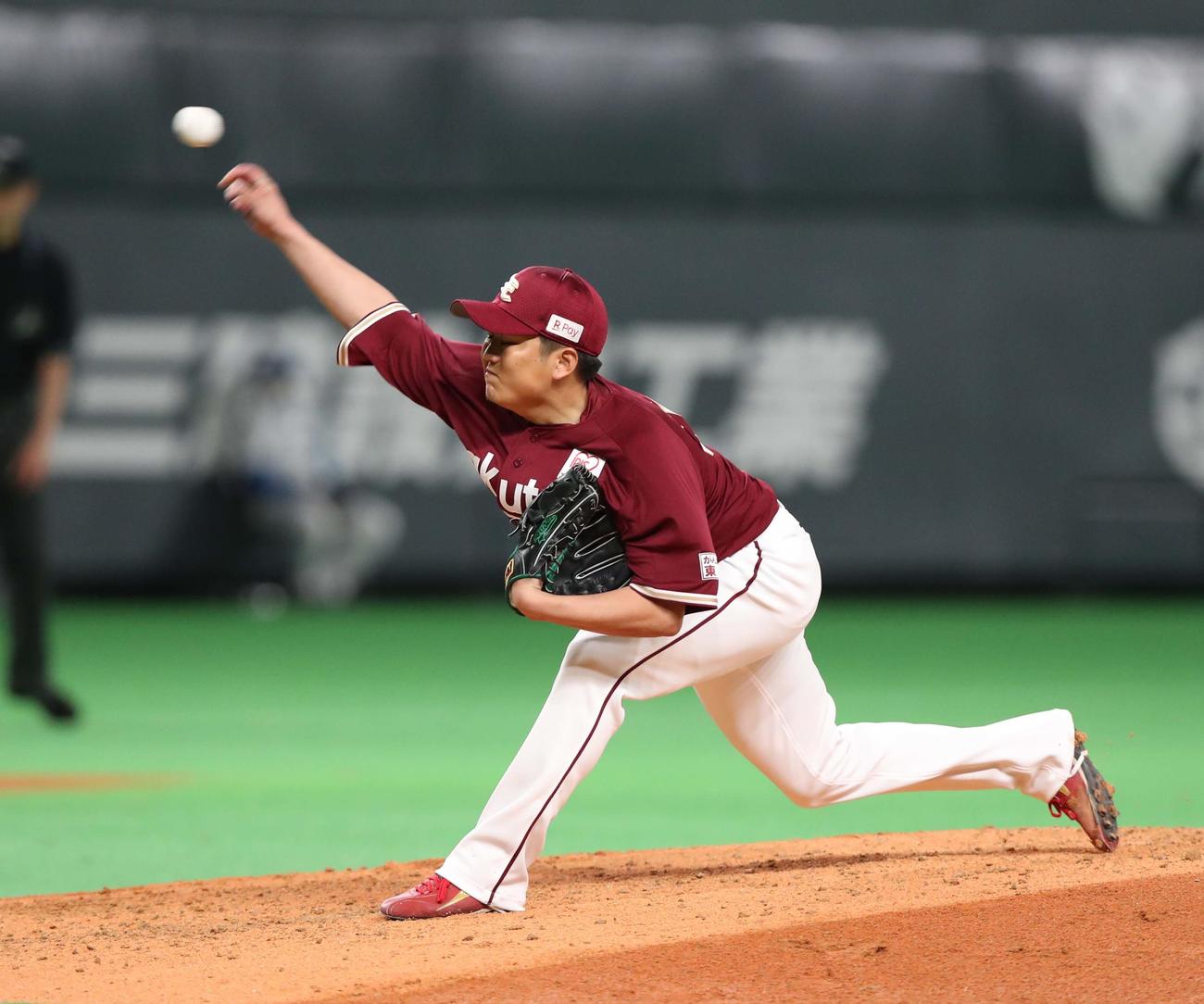 日本ハム対楽天　6回に登板の石橋（撮影・黒川智章）