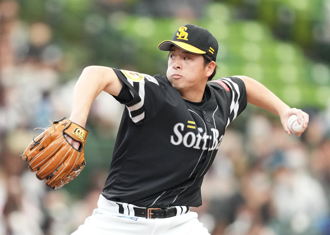 西武対ソフトバンク　ソフトバンク先発の大関（撮影・菅敏）