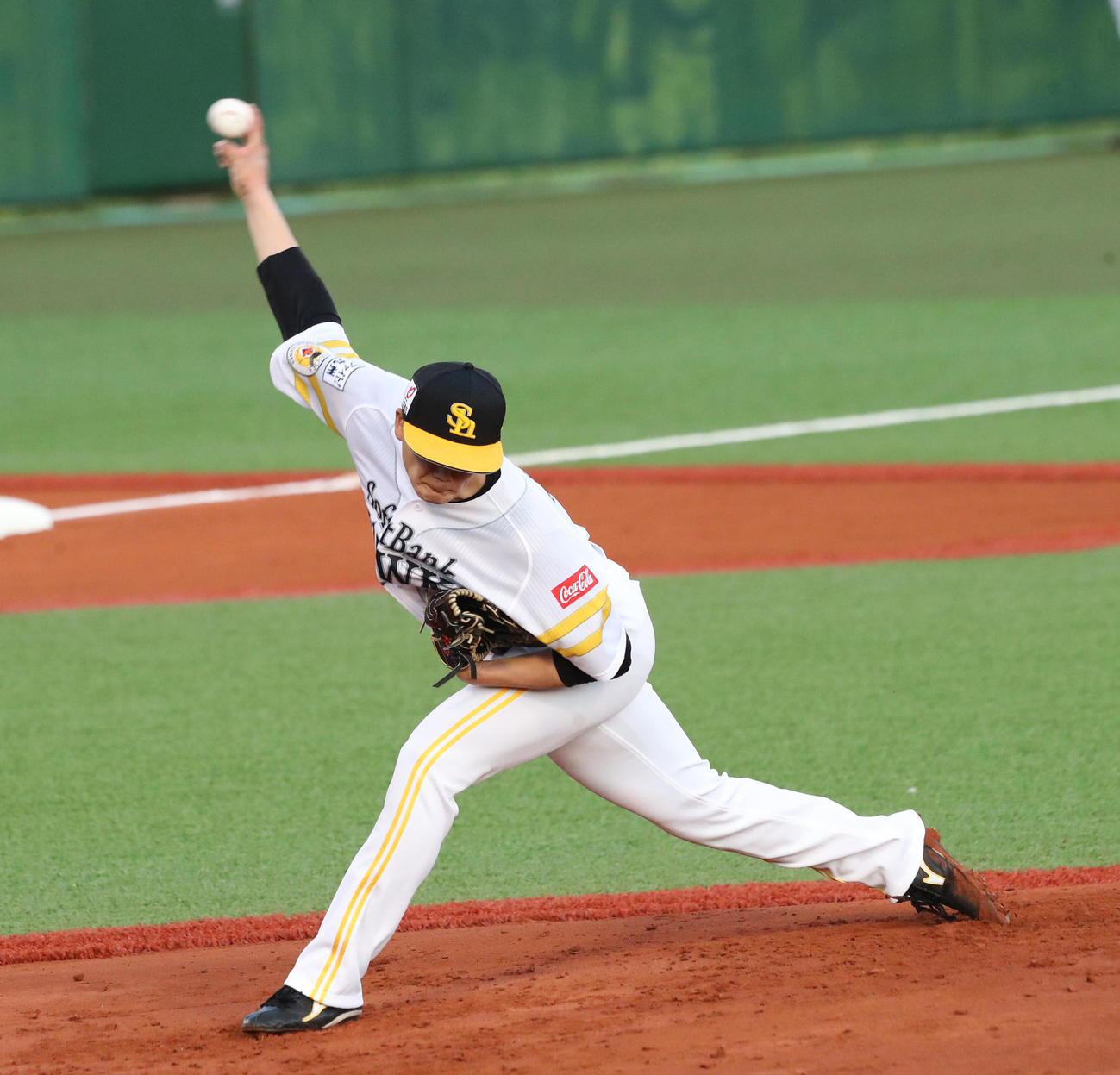 ソフトバンク対ロッテ　先発・田上奏大（撮影・梅根麻紀）