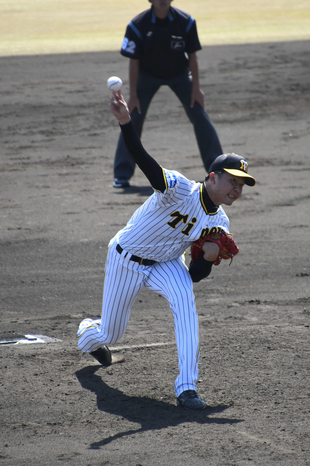 ウエスタン・リーグ中日戦に2番手で登板した才木（撮影・中野椋）