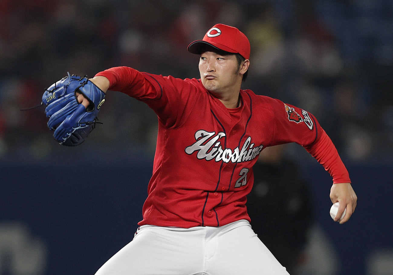 ヤクルト対広島　2勝目を挙げた広島床田（撮影・前田充）