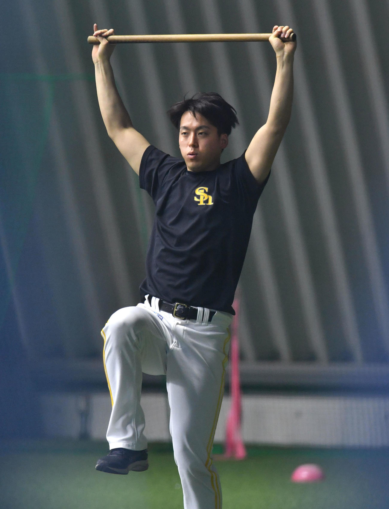 トレーニングを行う大竹風雅（2022年4月10日撮影）
