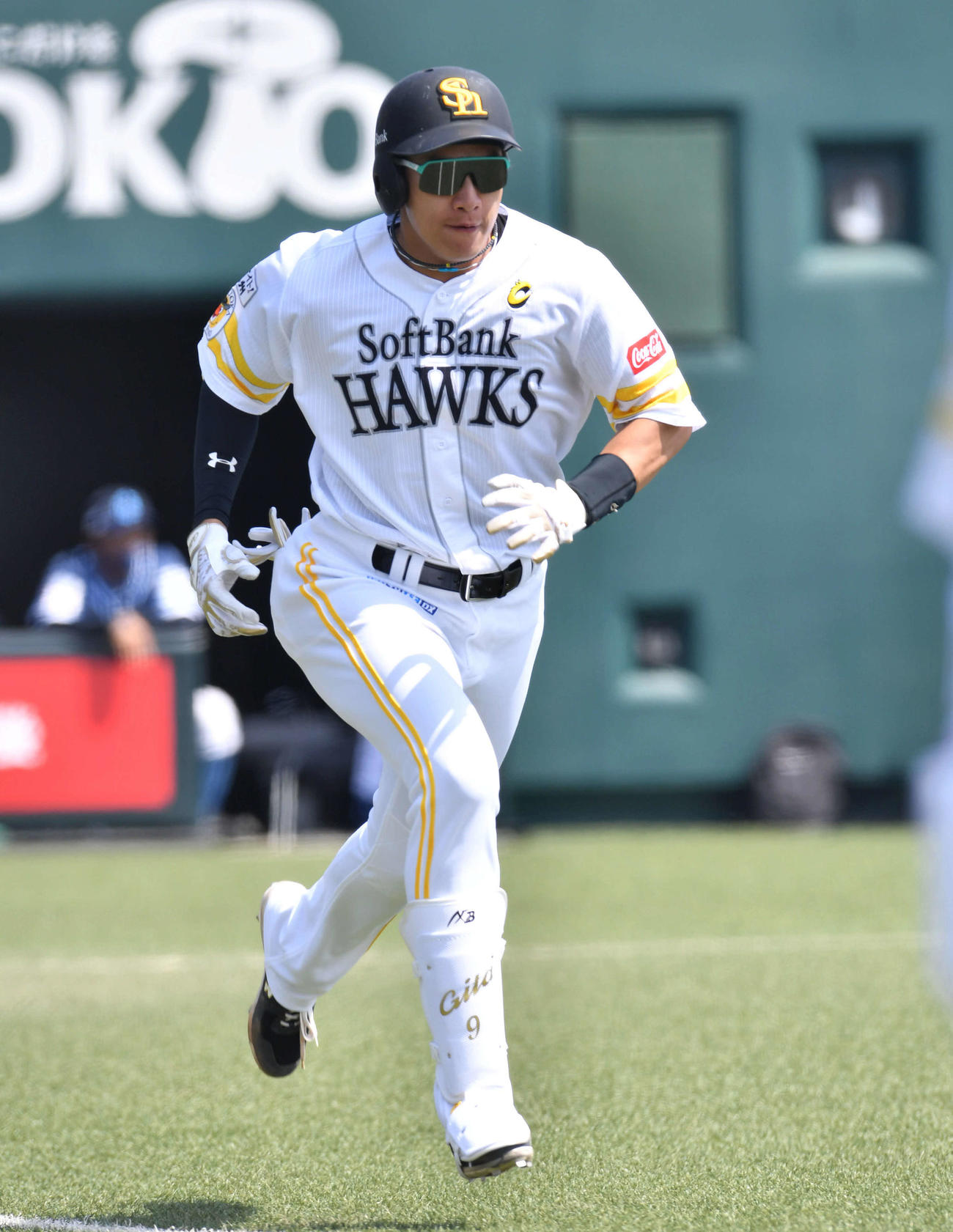 定期交流戦ソフトバンク3軍対徳島　4回裏ソフトバンク1死一塁、遊ゴロに倒れた柳田（撮影・岩下翔太）