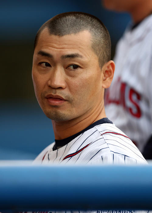 ヤクルト対阪神　短く刈り上げたヤクルト青木（撮影・狩俣裕三）