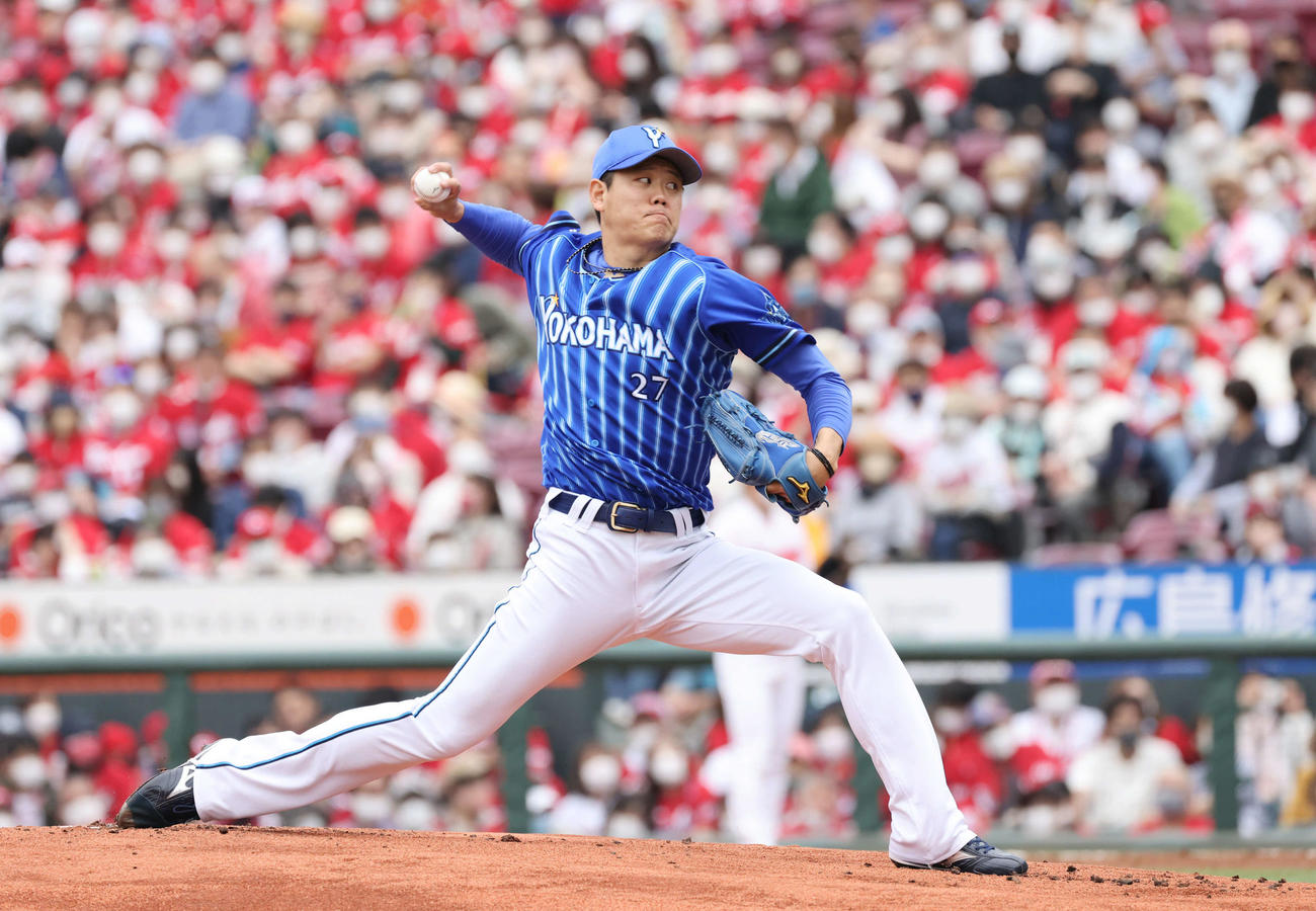 広島対DeNA DeNA先発の上茶谷（撮影・加藤孝規）