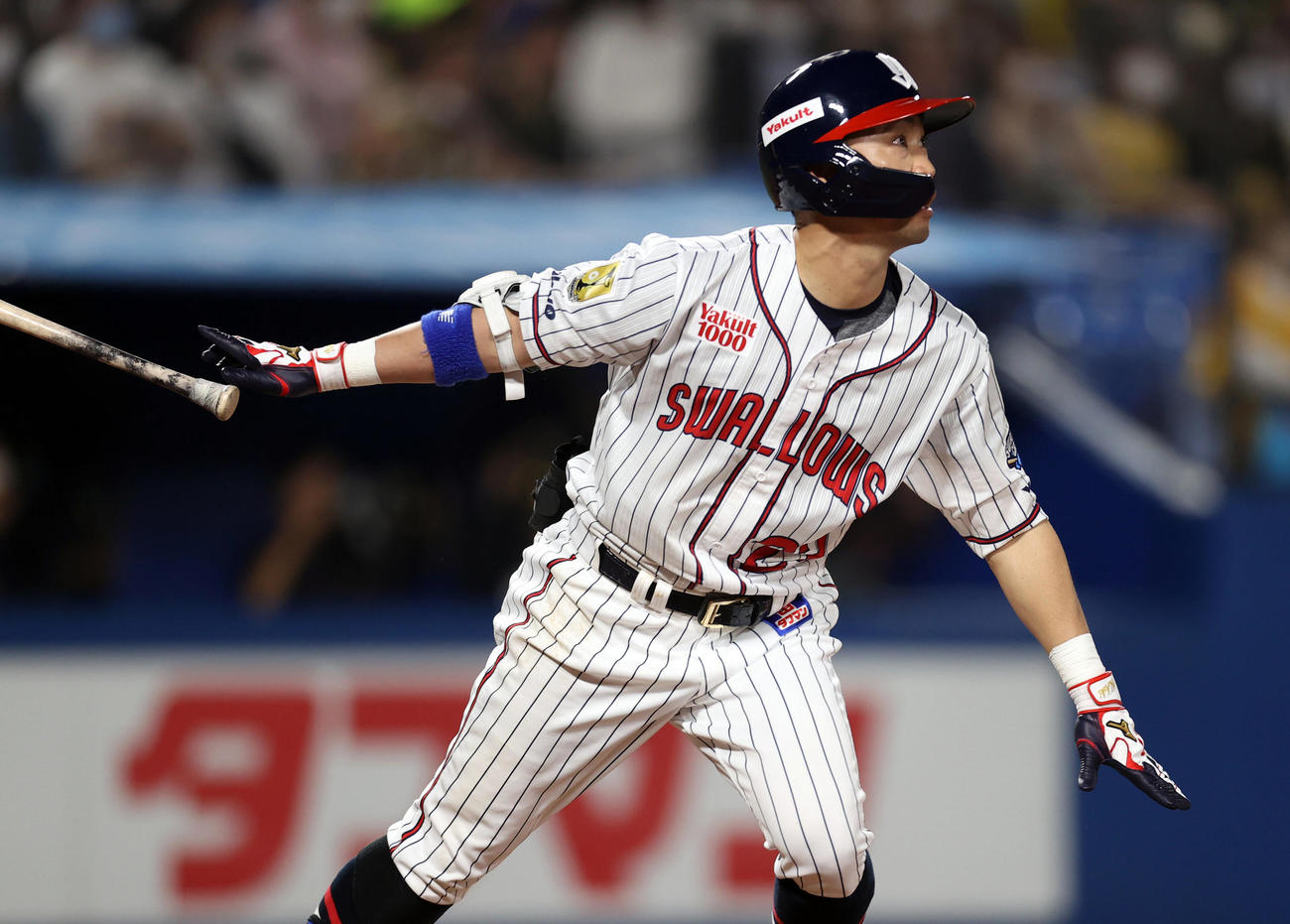 ヤクルト対阪神　4回裏ヤクルト無死、先制ソロ本塁打を放つヤクルト青木（撮影・狩俣裕三）