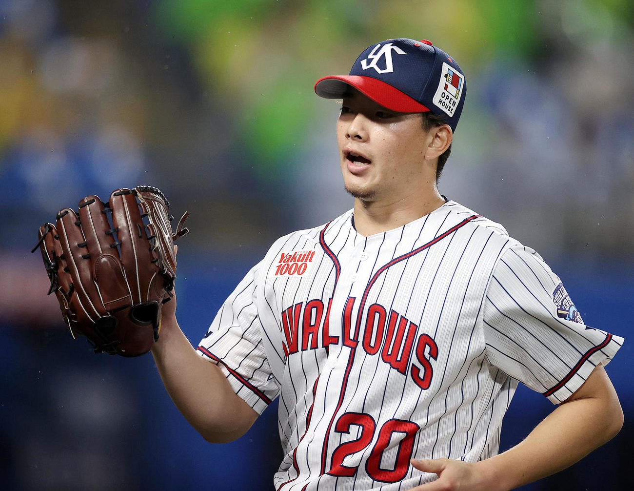 ヤクルト対阪神　5回表を抑え、ベンチに戻るヤクルト3番手の木沢（撮影・狩俣裕三）