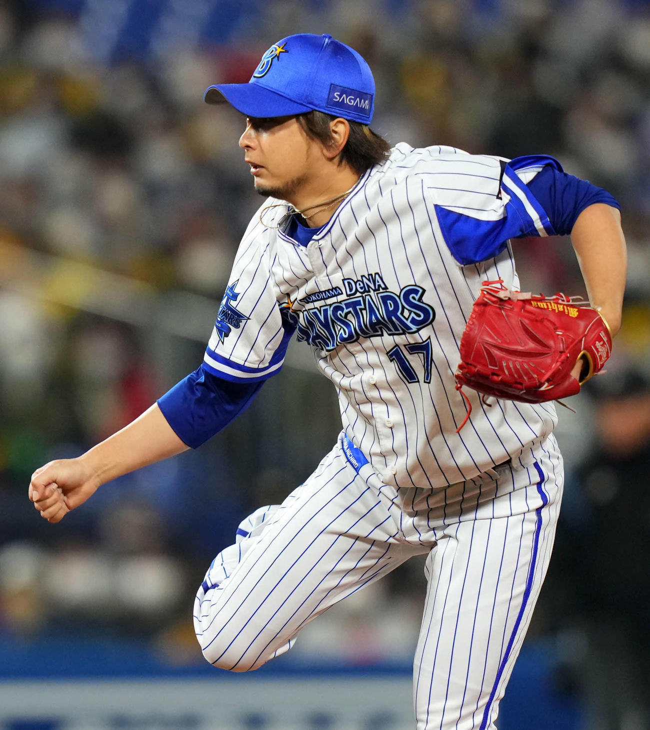 20日、阪神戦の9回から登板し、2イニングを無失点に抑えて勝利投手となったDeNA三嶋