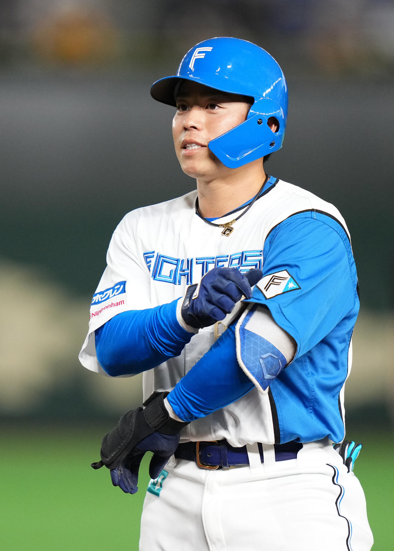 日本ハム対オリックス　3回裏日本ハム無死、プロ初安打となる左前打を放った梅林（撮影・横山健太）