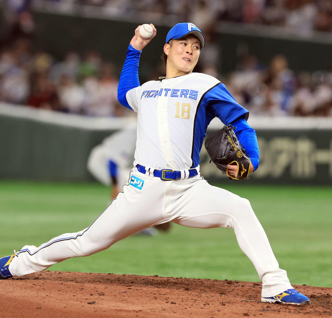 日本ハム対オリックス　7回表オリックスの攻撃で登板した吉田（撮影・浅見桂子）