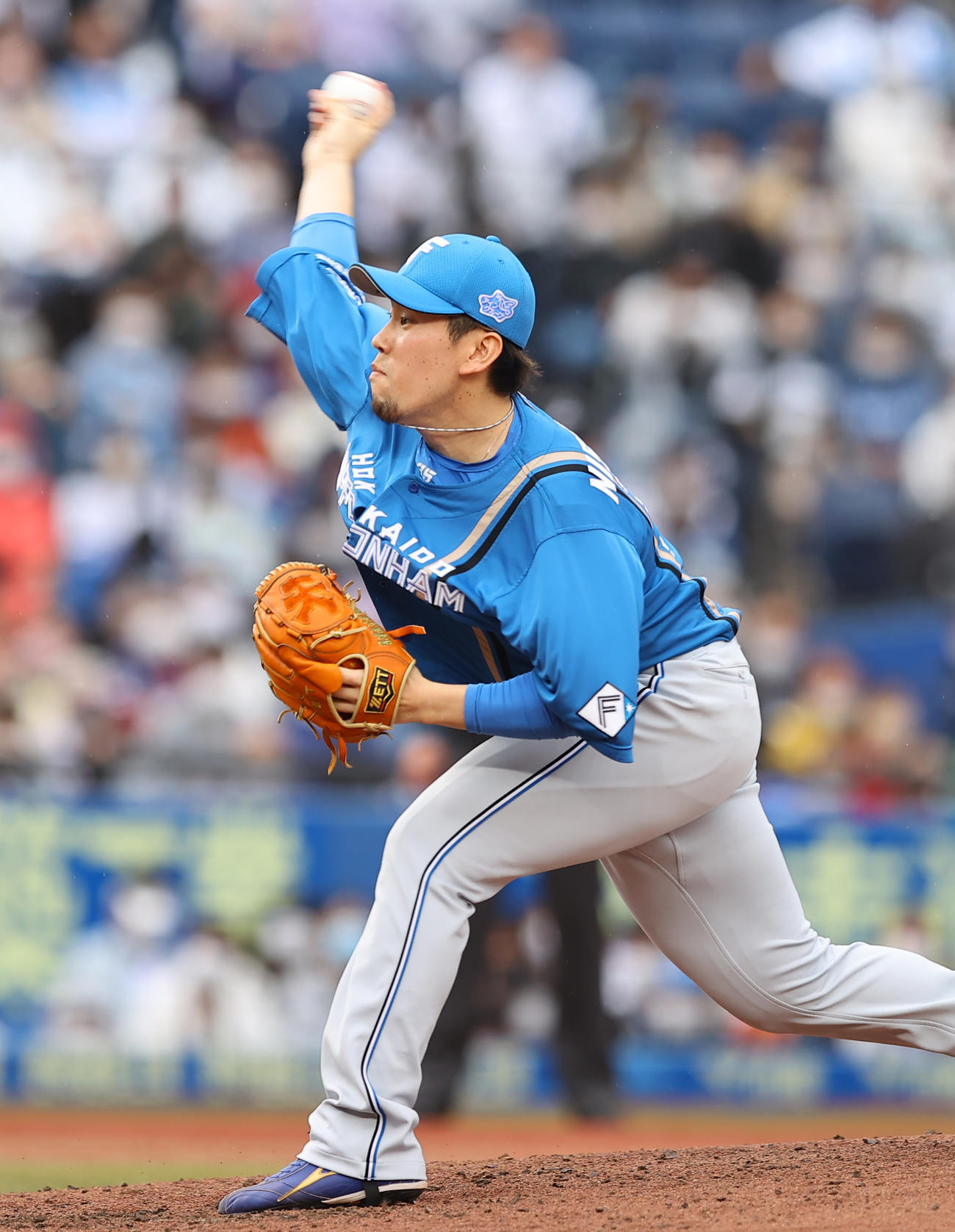 ロッテ対日本ハム　6回裏、日本ハム2番手で登板し力投する西村（撮影・垰建太）