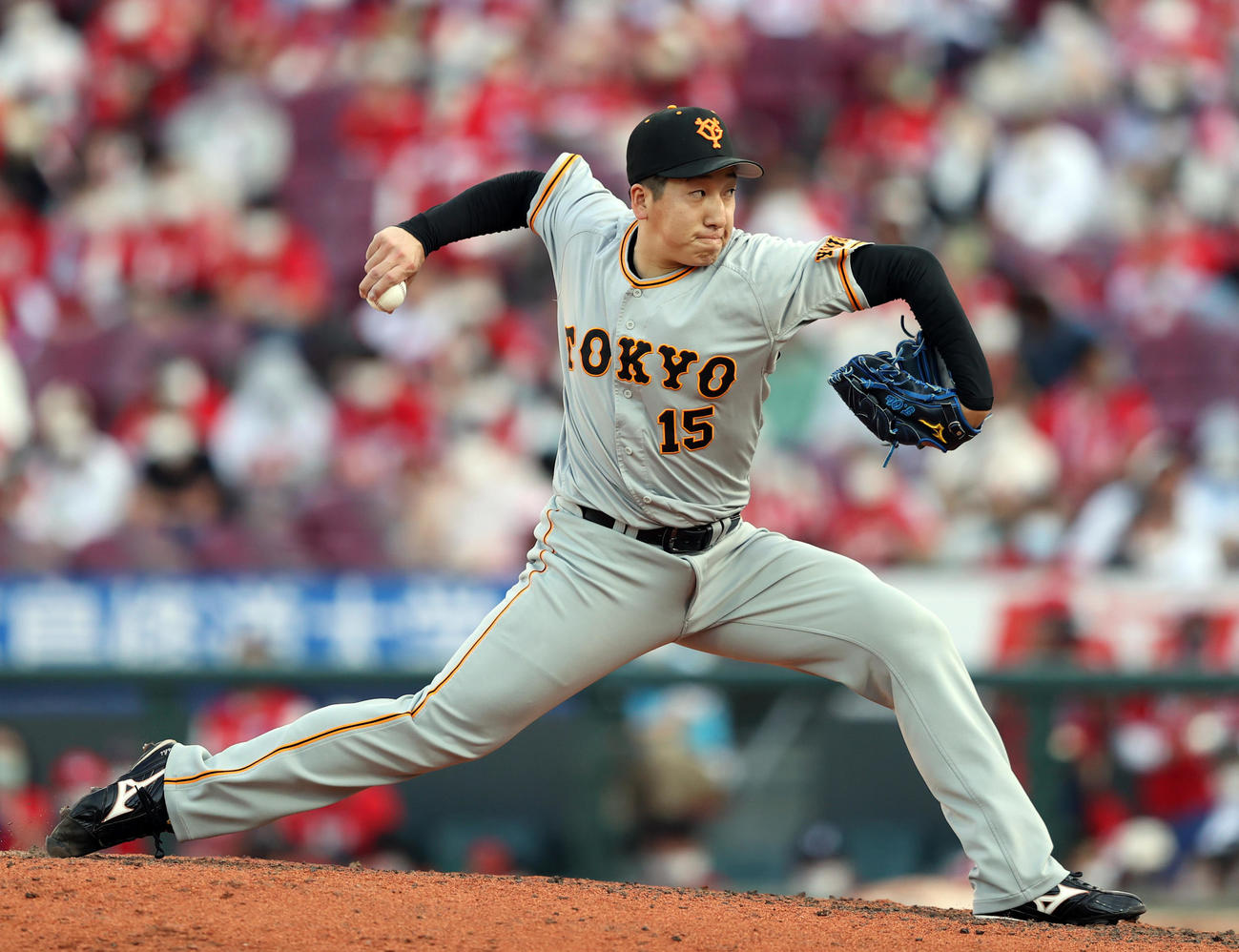 広島対巨人　9回裏から登板する大勢（撮影・狩俣裕三）