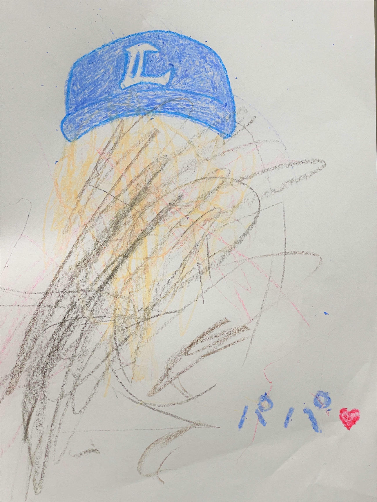 西武山田の長男1歳が描いた似顔絵（球団提供）