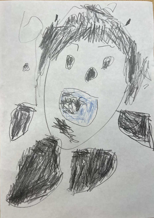 ソフトバンク今宮の3歳次男・燈生(とうい)くんが描いた似顔絵
