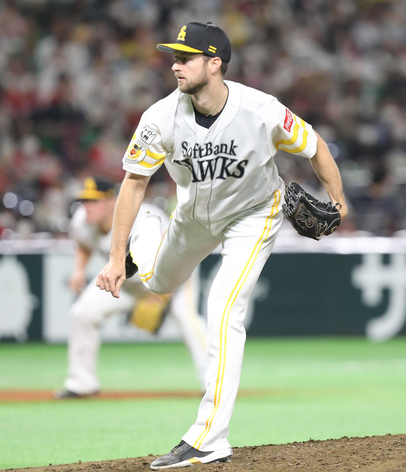 ソフトバンク対オリックス　6回表から登板したレイ（撮影・屋方直哉）