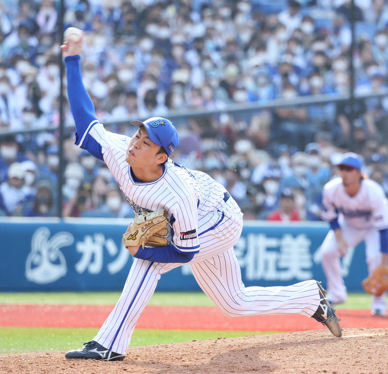 DeNA対中日　DeNA4人目で登板してプロ初勝利を挙げた入江（撮影・丹羽敏通）