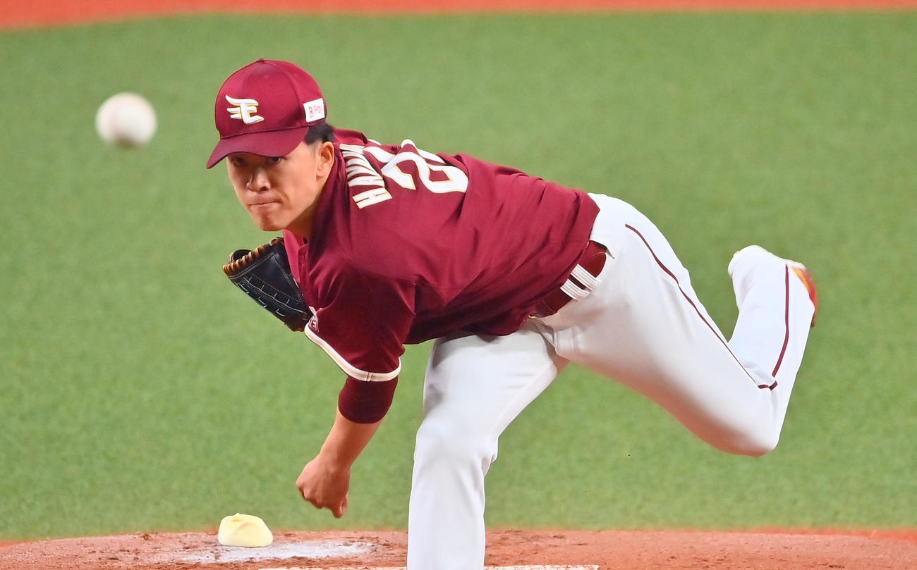 オリックス対楽天　楽天先発の早川（撮影・和賀正仁）