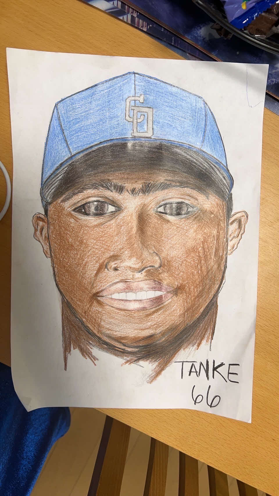 ビシエドジュニア君（中1）が描いた父の顔