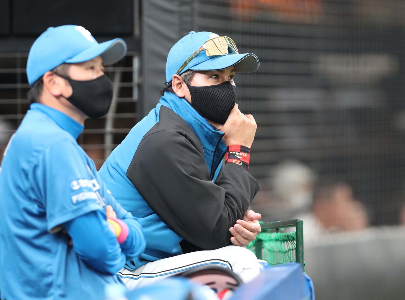 西武対日本ハム　試合を見つめる新庄監督（撮影・黒川智章）
