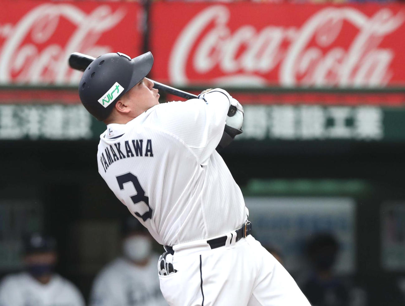 3回裏西武1死一、三塁、左越え3点本塁打を放つ山川（撮影・黒川智章）