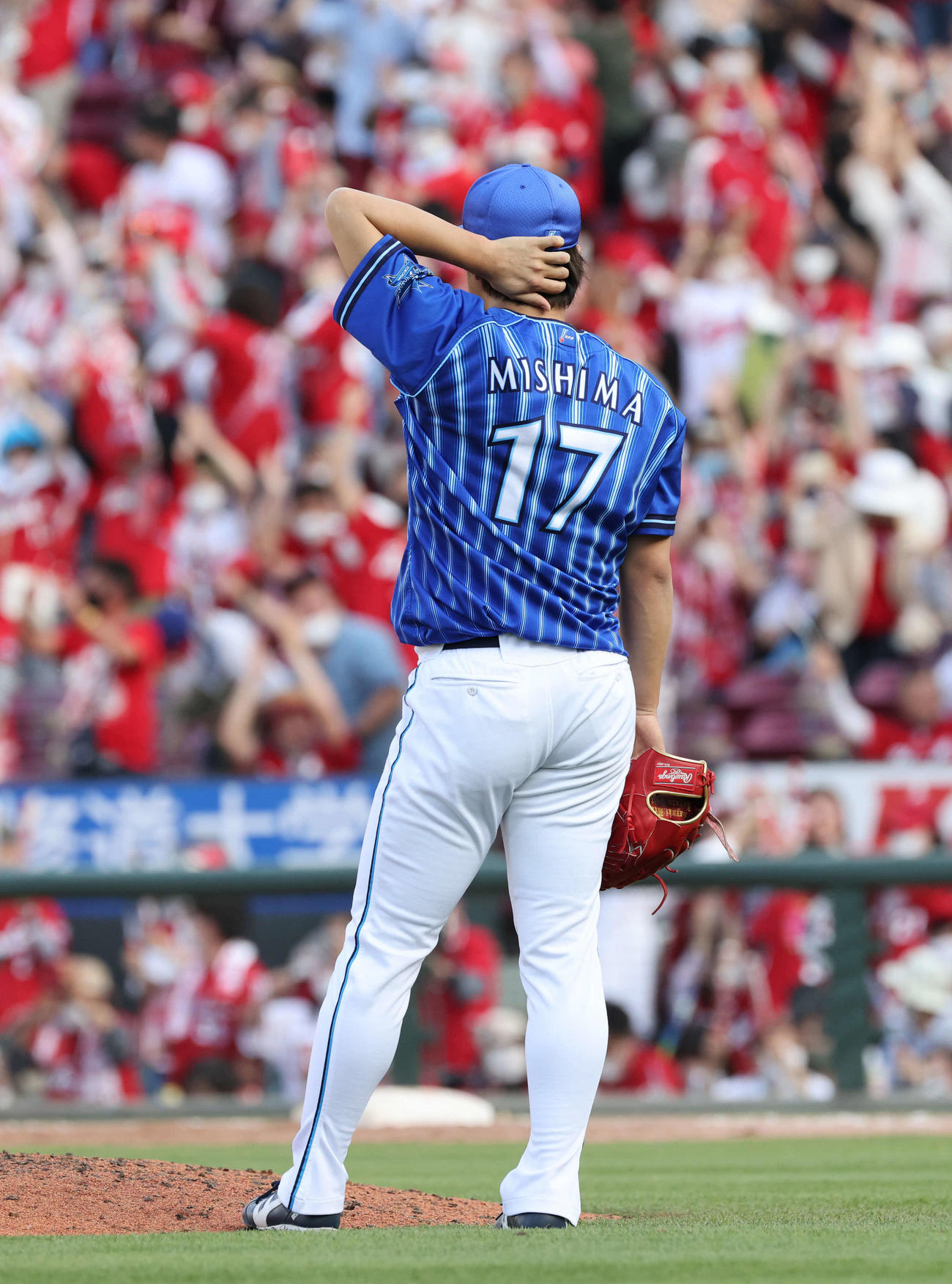 2022年5月7日　10回裏広島2死、西川にサヨナラの右越え本塁打を浴びた三嶋一輝