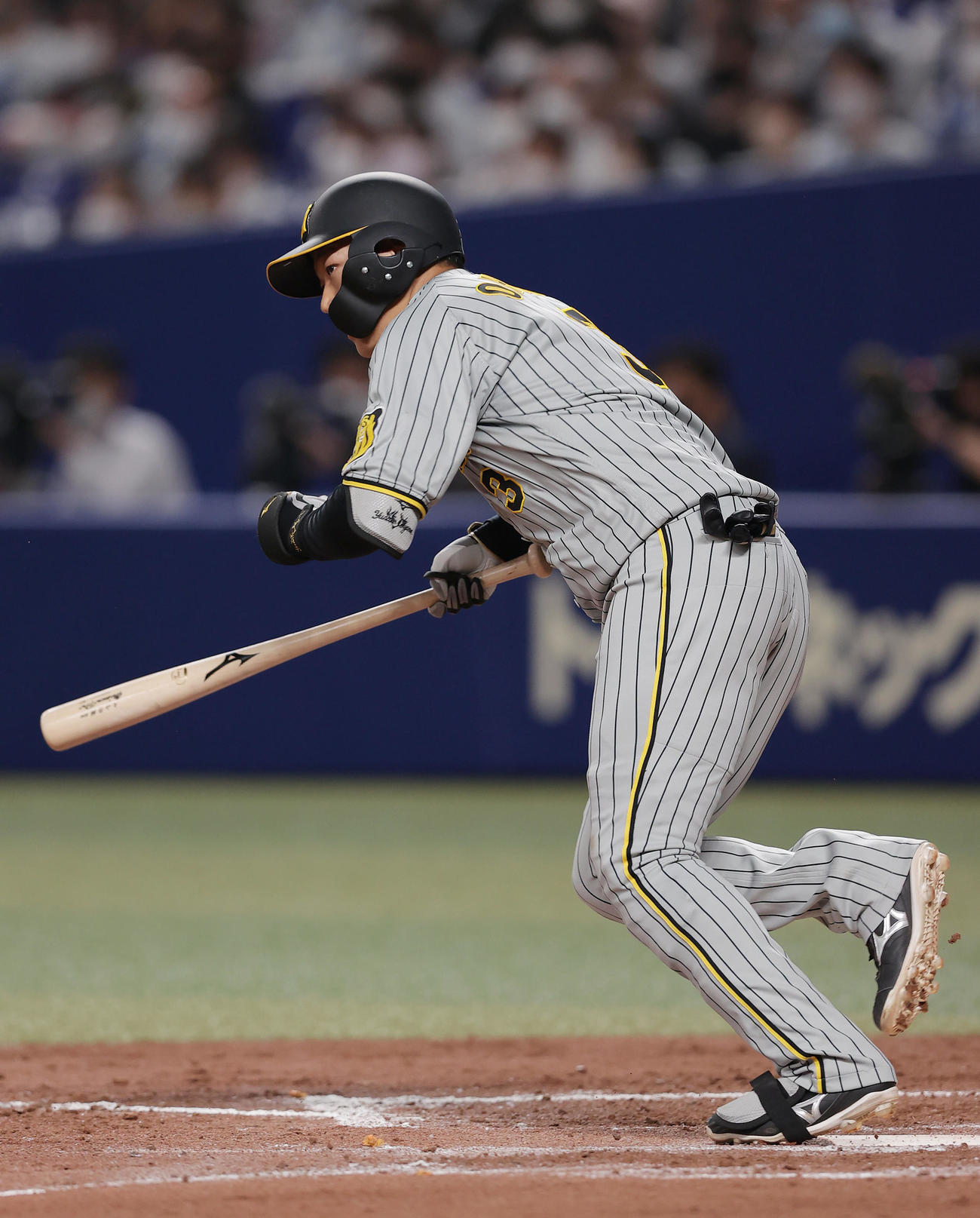 中日対阪神　4回表阪神1死二、三塁、三ゴロに倒れる大山（2022年5月7日撮影）