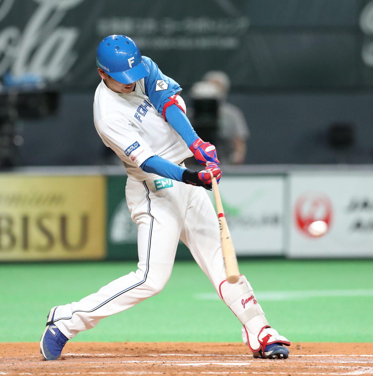 日本ハム対オリックス　2回裏日本ハム2死二塁、野村は右前適時打を放つ（撮影・佐藤翔太）