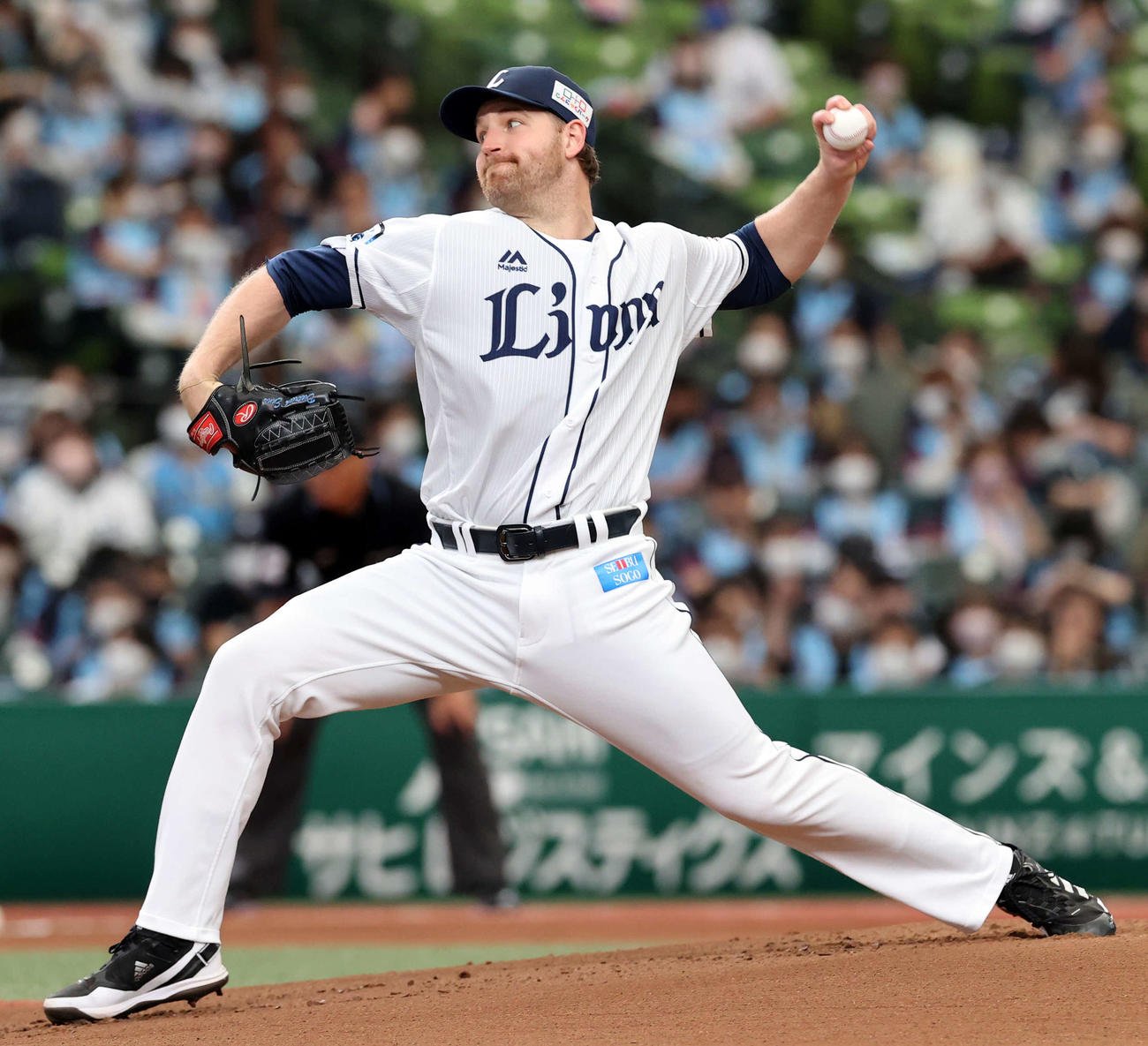 力投する西武先発のエンス（撮影・浅見桂子）