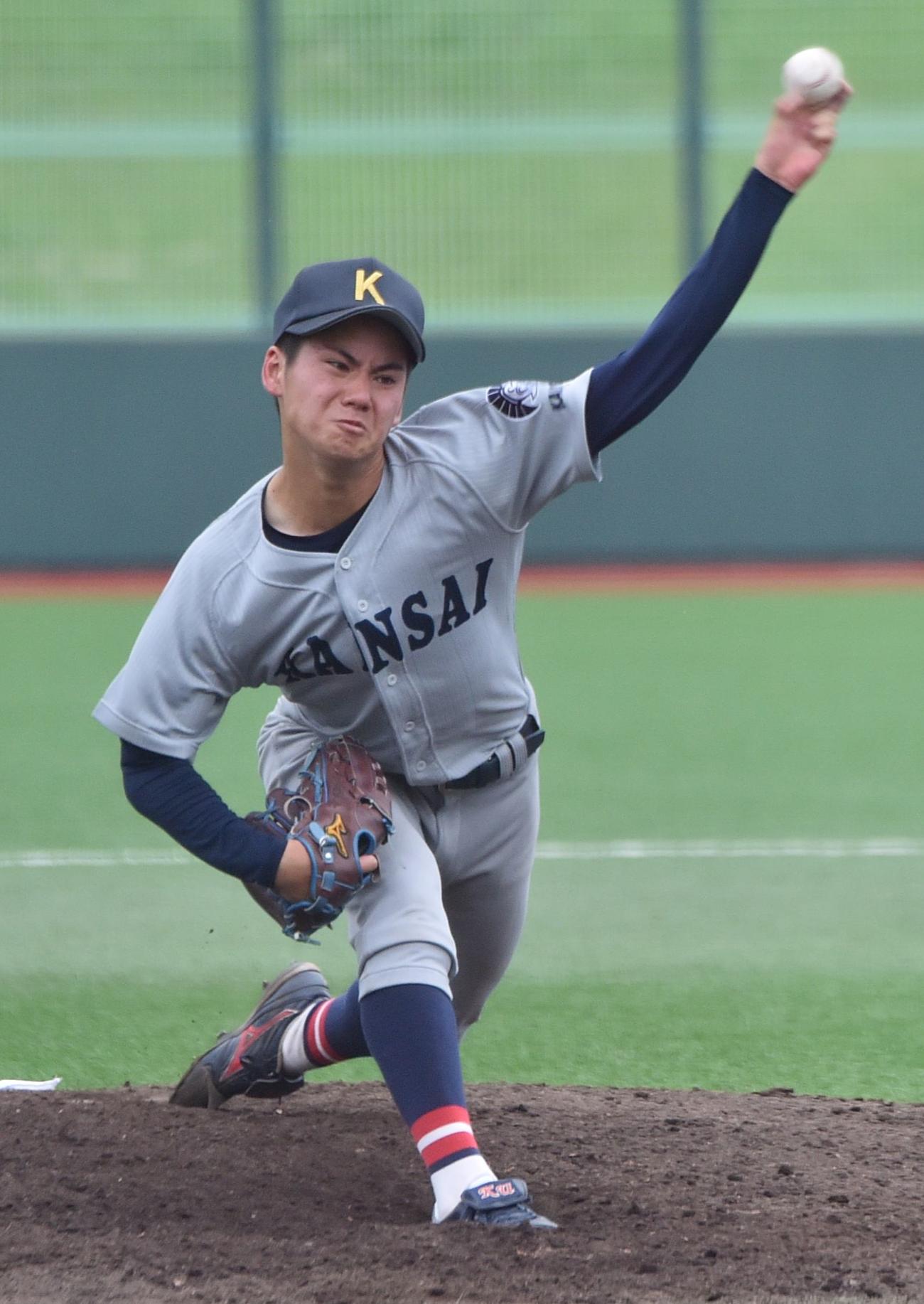 リーグ戦初完封勝利を挙げた関大・金丸愛斗（関西学生野球連盟提供）